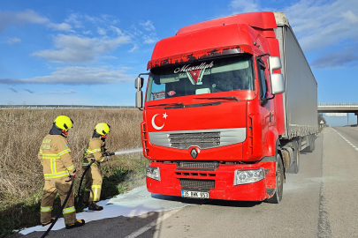 TIR YANGININA İTFAİYE’DEN HIZLI MÜDAHALE